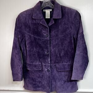 Jessica Holbrook Purple Suede Leather Blazer Style Jacket  | Size Medium | VTG